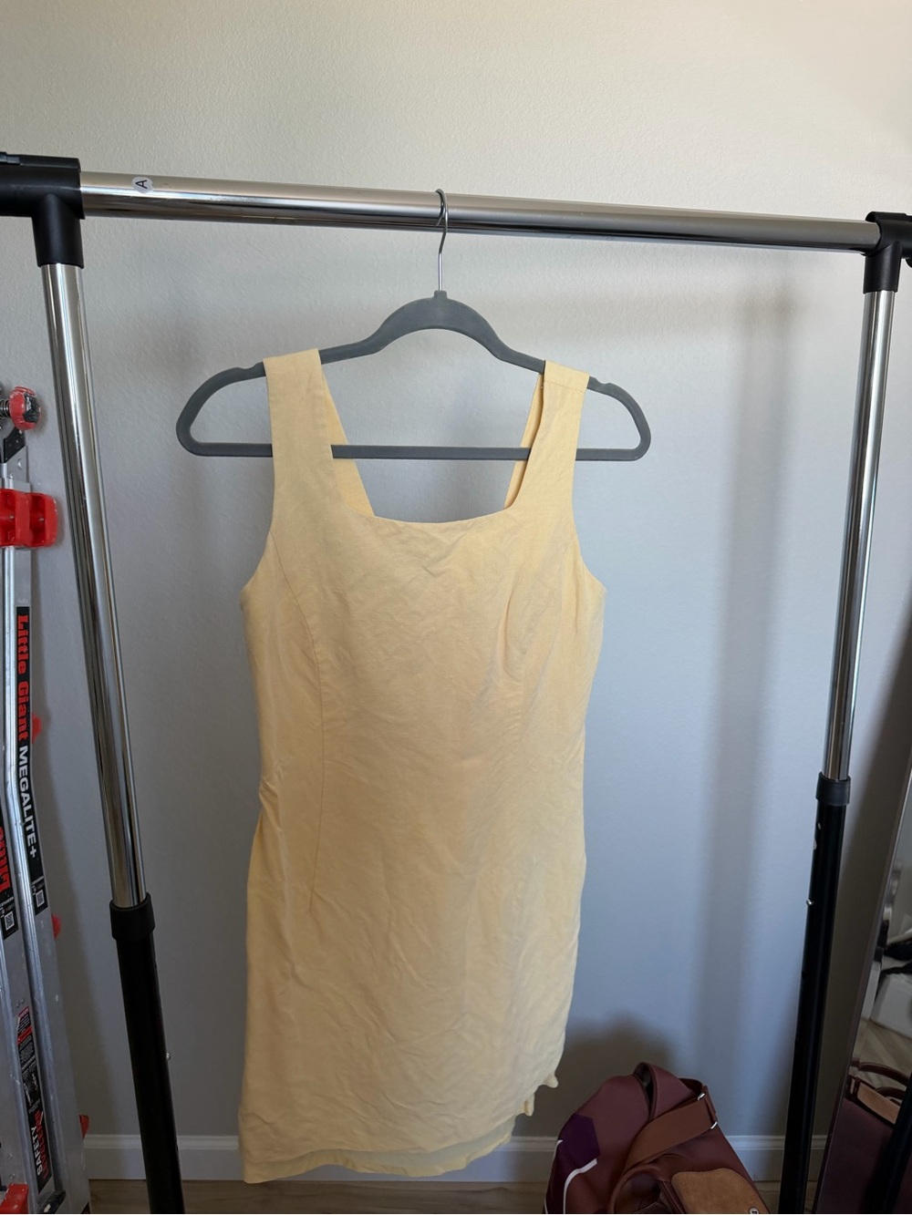 Ann Taylor Pale Yellow Square-Neck Mini Dress